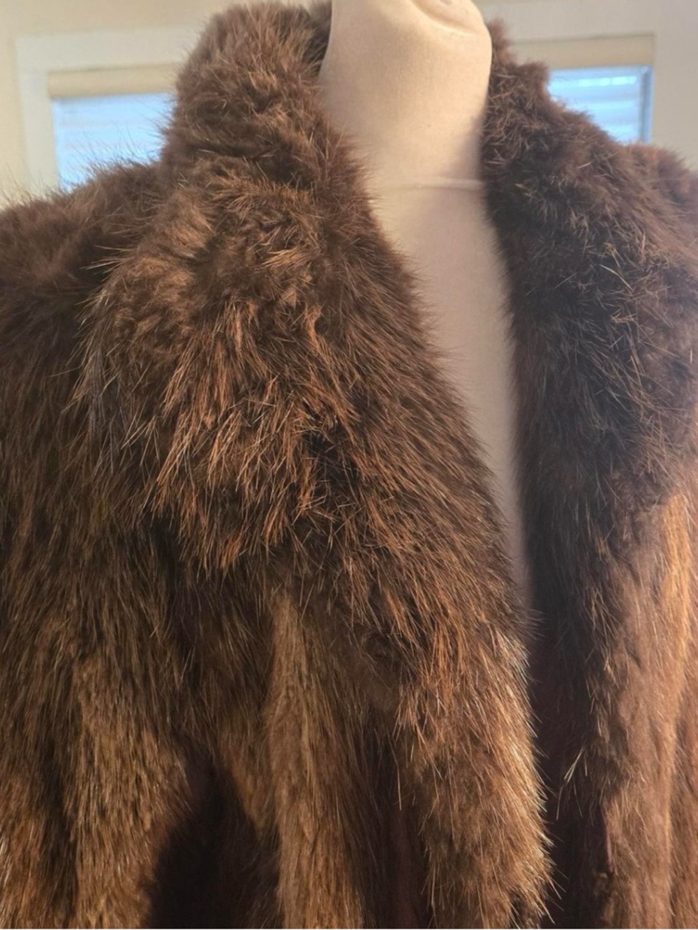 Women's Long Brown Fur Coat - Picture 2 of 8